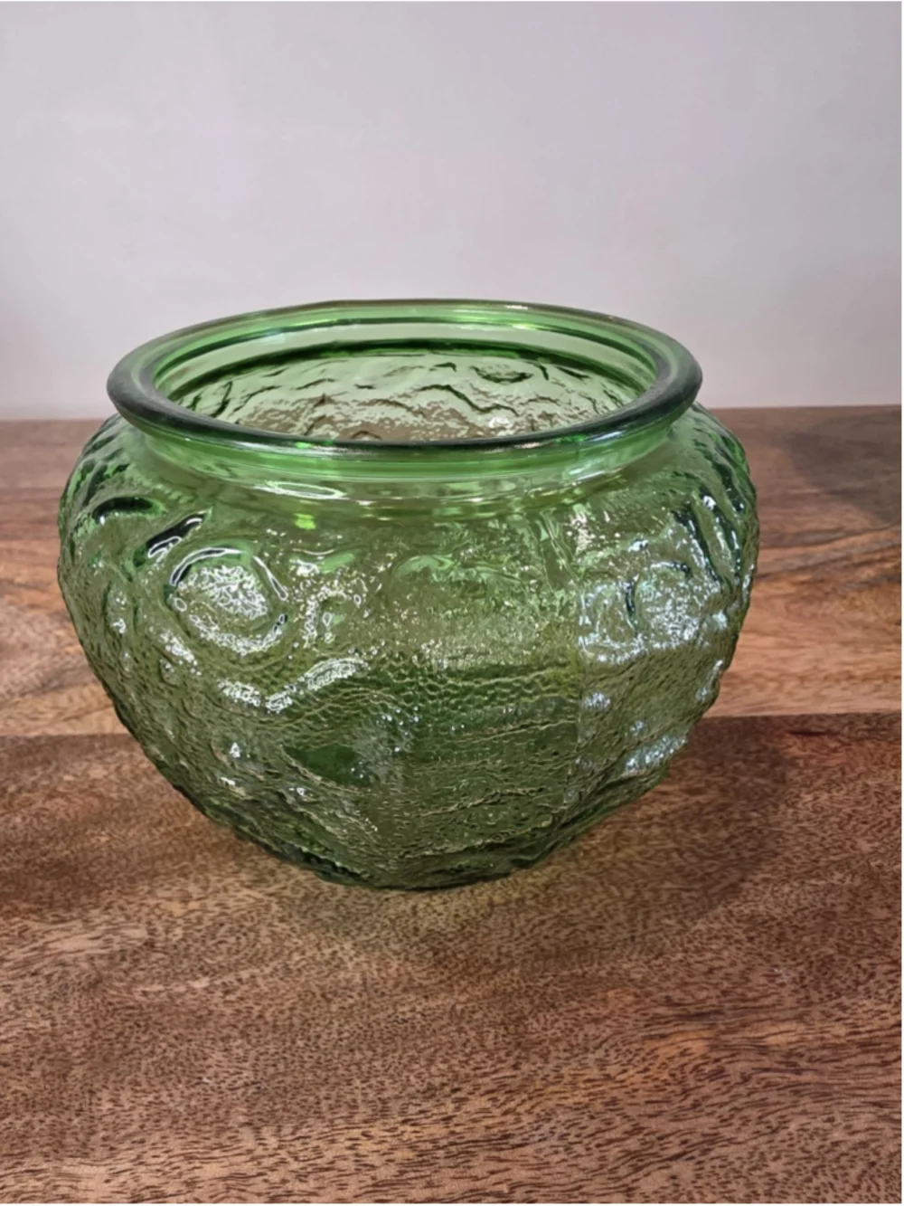 VTG E.O. Brody Green Textured Glass Planters Cachepots Set of 2 Made In USA 70s